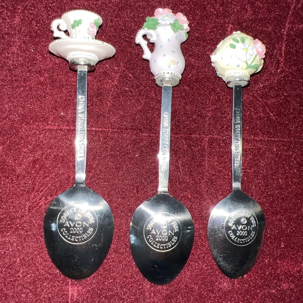 Vintage Avon Tea Time Memories Collector stainless steel, China Spoons - 3 Style